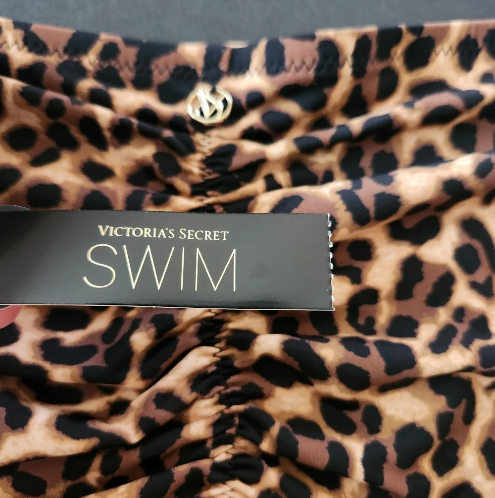XXL VS Swim Ruched Cheeky Bikini Bottom True Cat Leopard